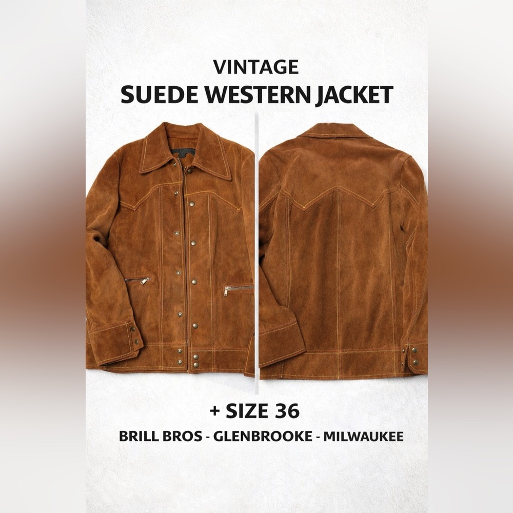 Vintage‎ Suede Western Ranch Jacket Brill Bros Glenbrooke Size 36